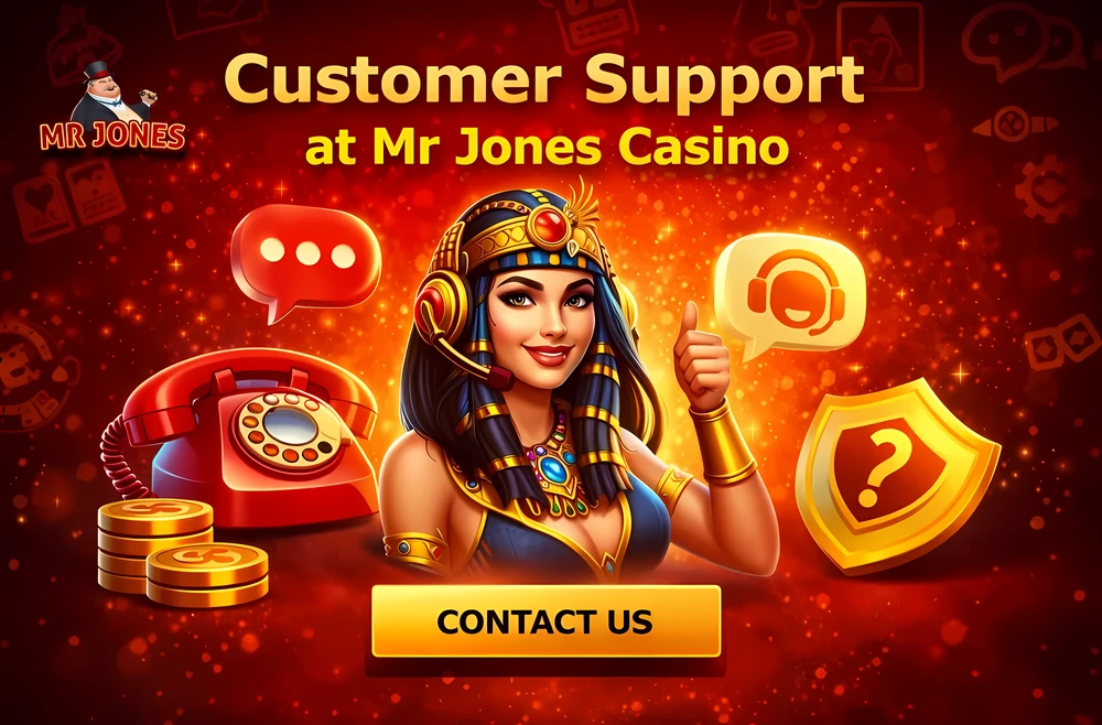 Mr Jones Casino customer support banner